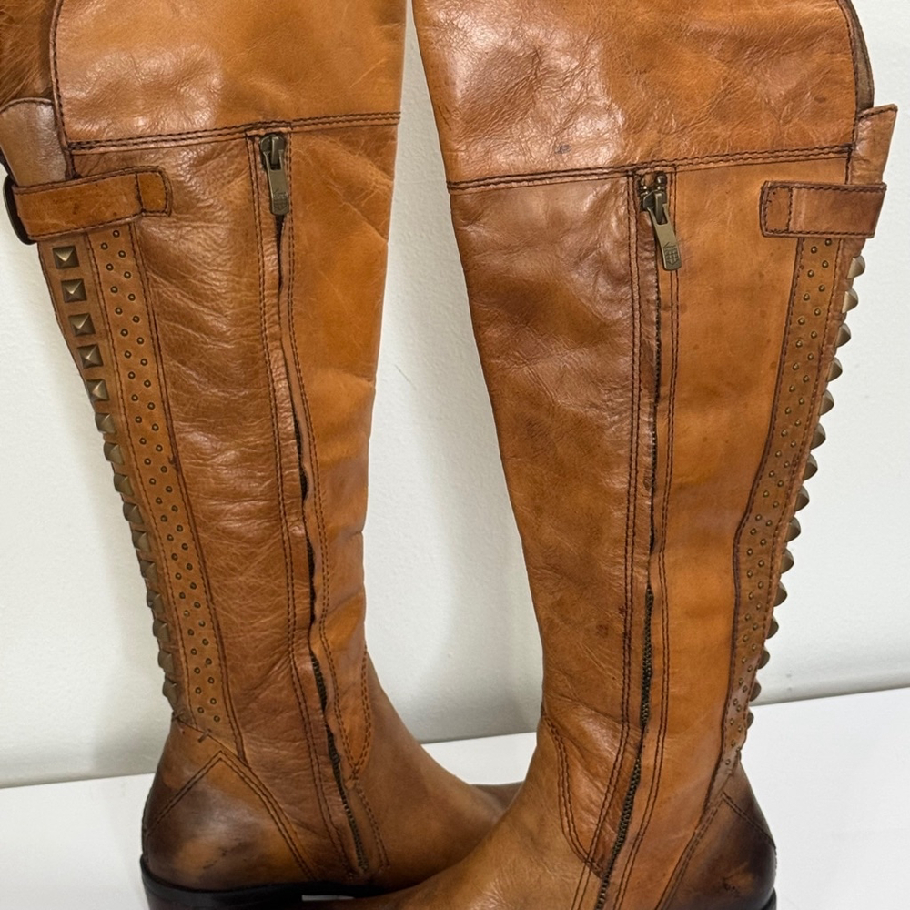 Vince Camuto Bollo Knee-High Brown Leather Studded Riding Boots Wm Sz 7.… - Picture 10 of 11